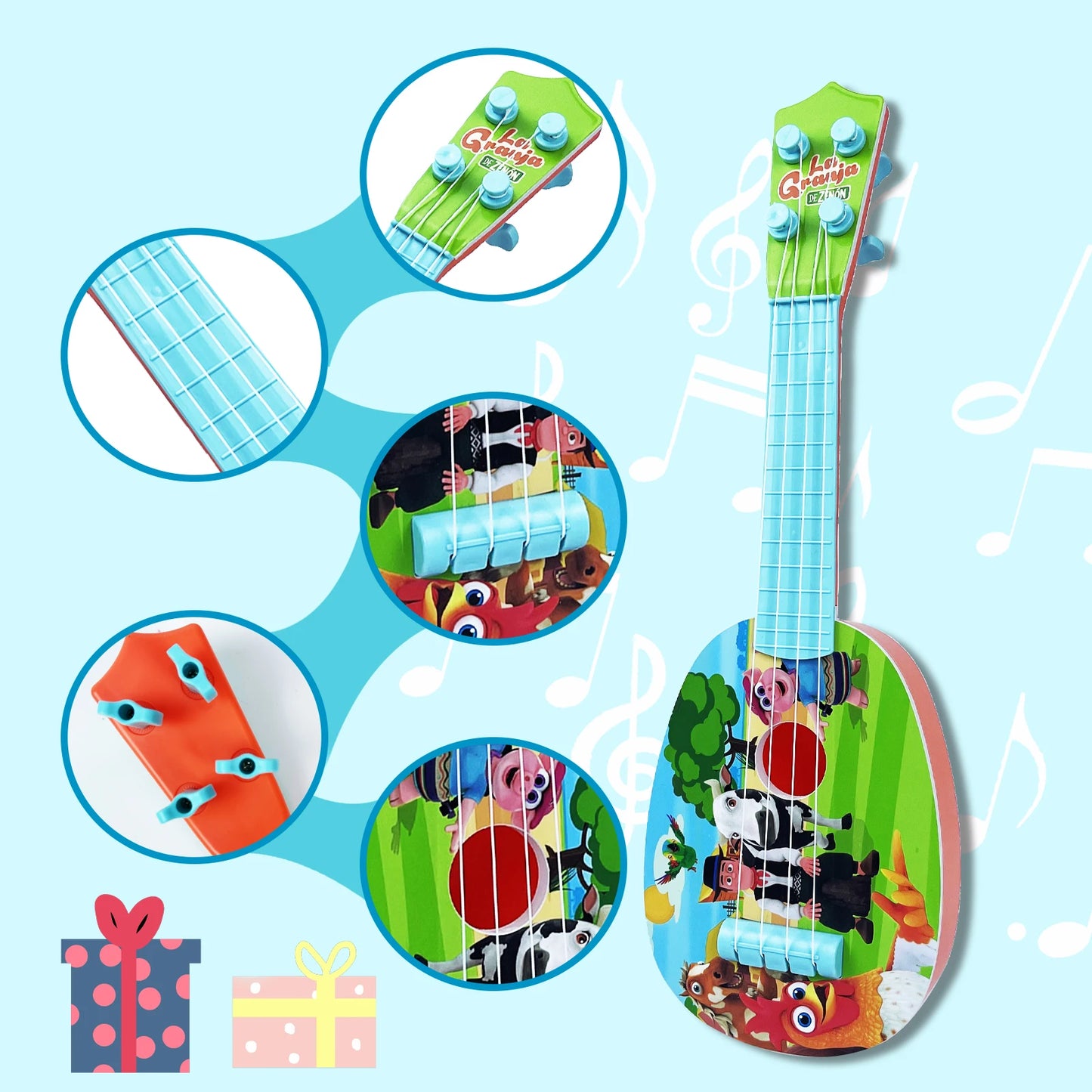 La Granja De Zenon Mini Ukulele Toy for Kids - 32CM Small Guitar Musical Instrument for Children, Educational Toy for Beginners 🎸🎶