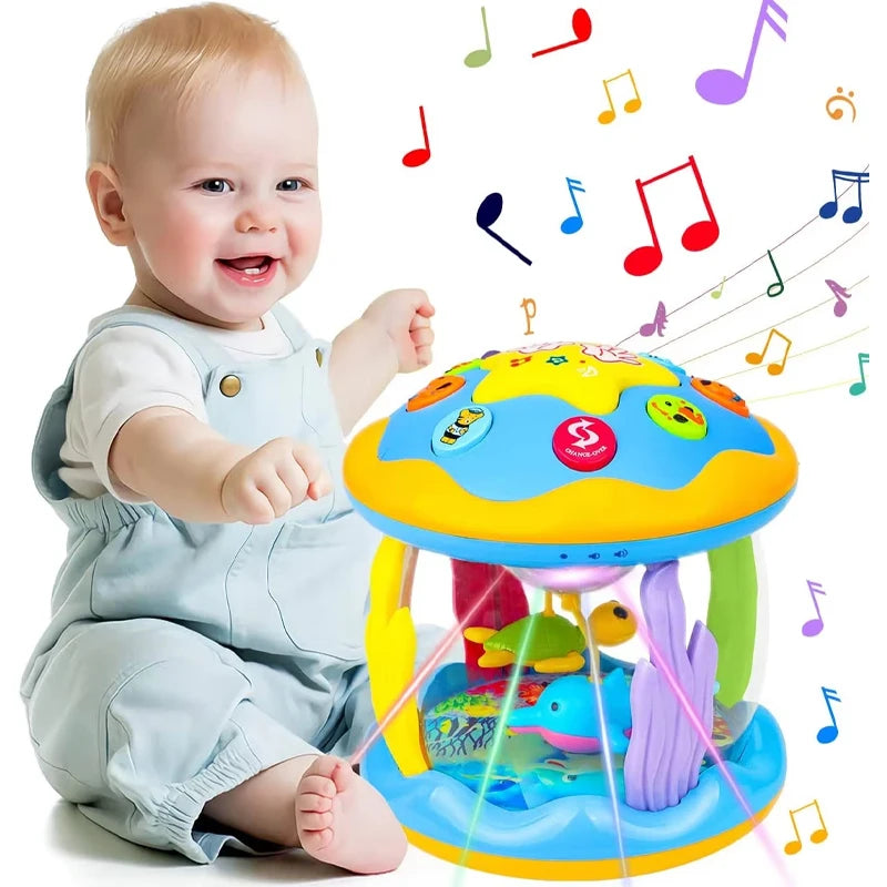 Ocean Light Musical Projector Toy - Montessori Sensory Learning Toy for Babies & Toddlers (1-3 Years) 🎶🌊 Perfect Gift!