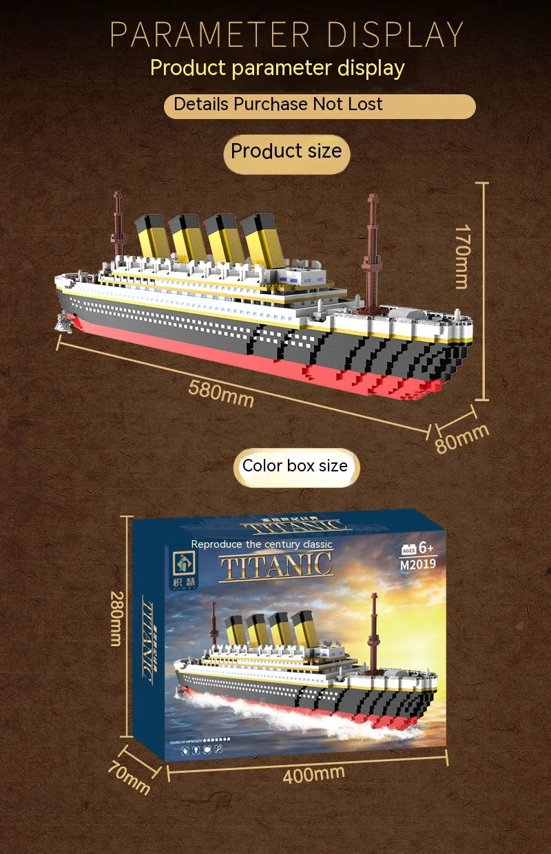 Titanic Giant Ship Building Blocks Set - Luxury Iceberg Cruise Wreck Model for Adults & Kids 6+ | DIY Bricks Toys for Collectors & Fans 🚢❄️