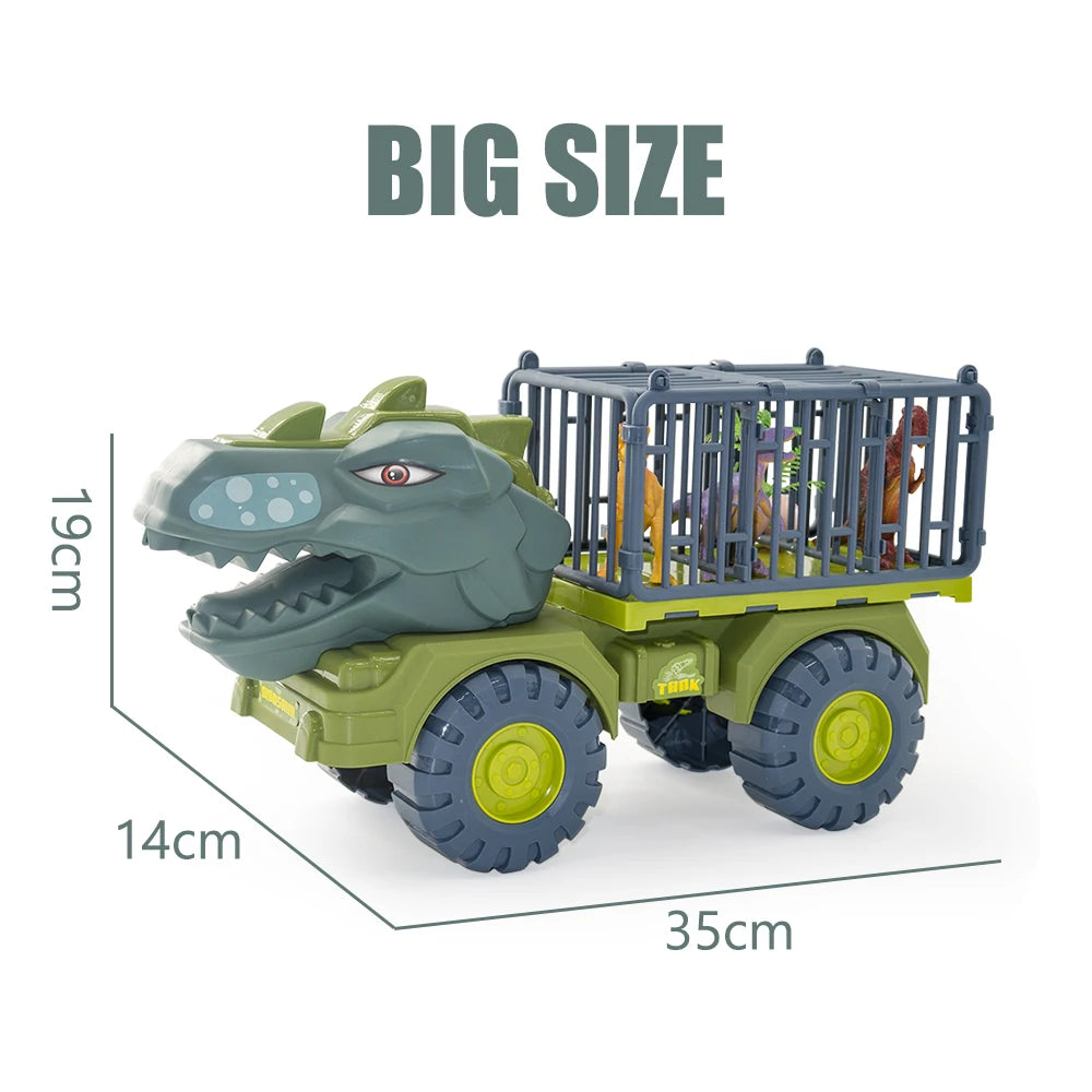 Dinosaur Truck Transport Carrier Toy for Boys – Tyrannosaurus Rex Truck Game with Dino Models & Eggs – Educational Gift for Kids 3+ 🦖🚚