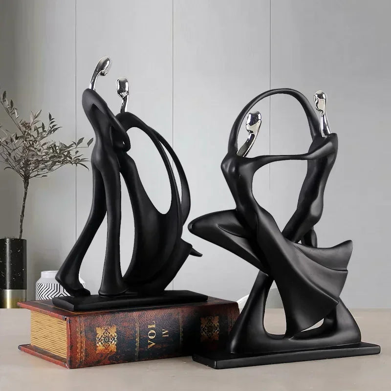 Nordic Art Dancing Couple Resin Figurines - Elegant Home Décor Ornaments for Living Room, Modern Accessories for Home 🕊️✨