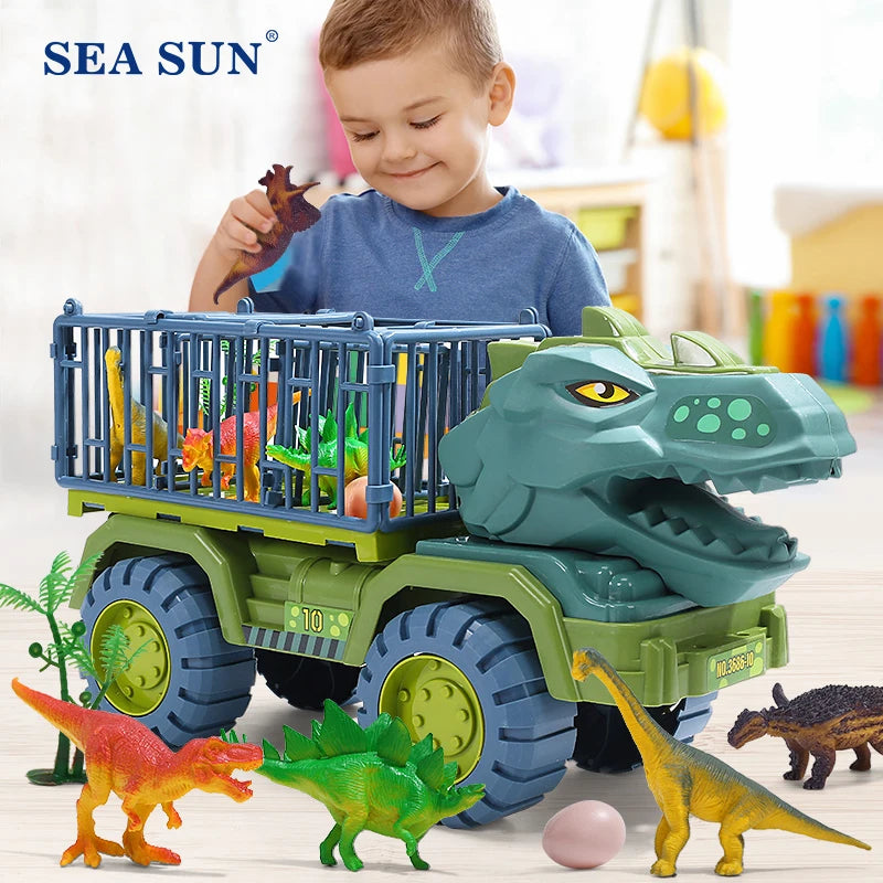 Dinosaur Truck Transport Carrier Toy for Boys – Tyrannosaurus Rex Truck Game with Dino Models & Eggs – Educational Gift for Kids 3+ 🦖🚚