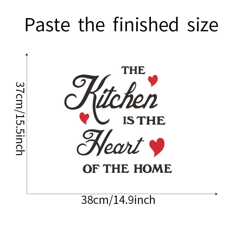 1PCS "The Kitchen Is The Heart of The Home" English Wall Sticker – Inspirational Home Decor for Living Room, Kitchen & More ❤️🏡