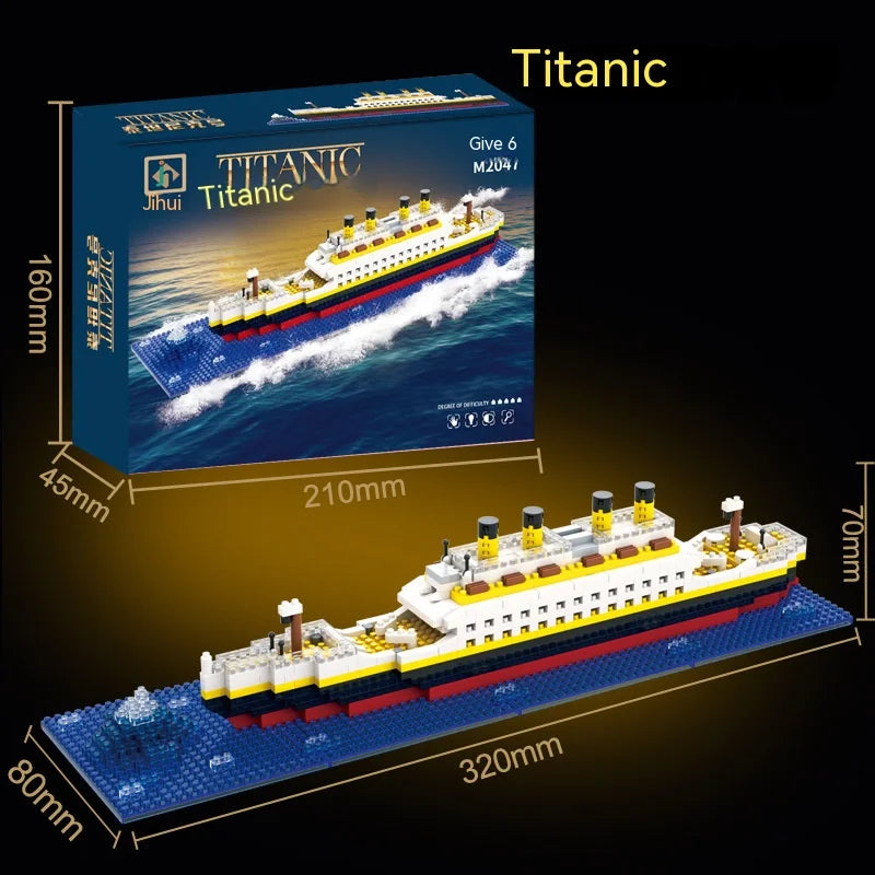 Titanic Giant Ship Building Blocks Set - Luxury Iceberg Cruise Wreck Model for Adults & Kids 6+ | DIY Bricks Toys for Collectors & Fans 🚢❄️