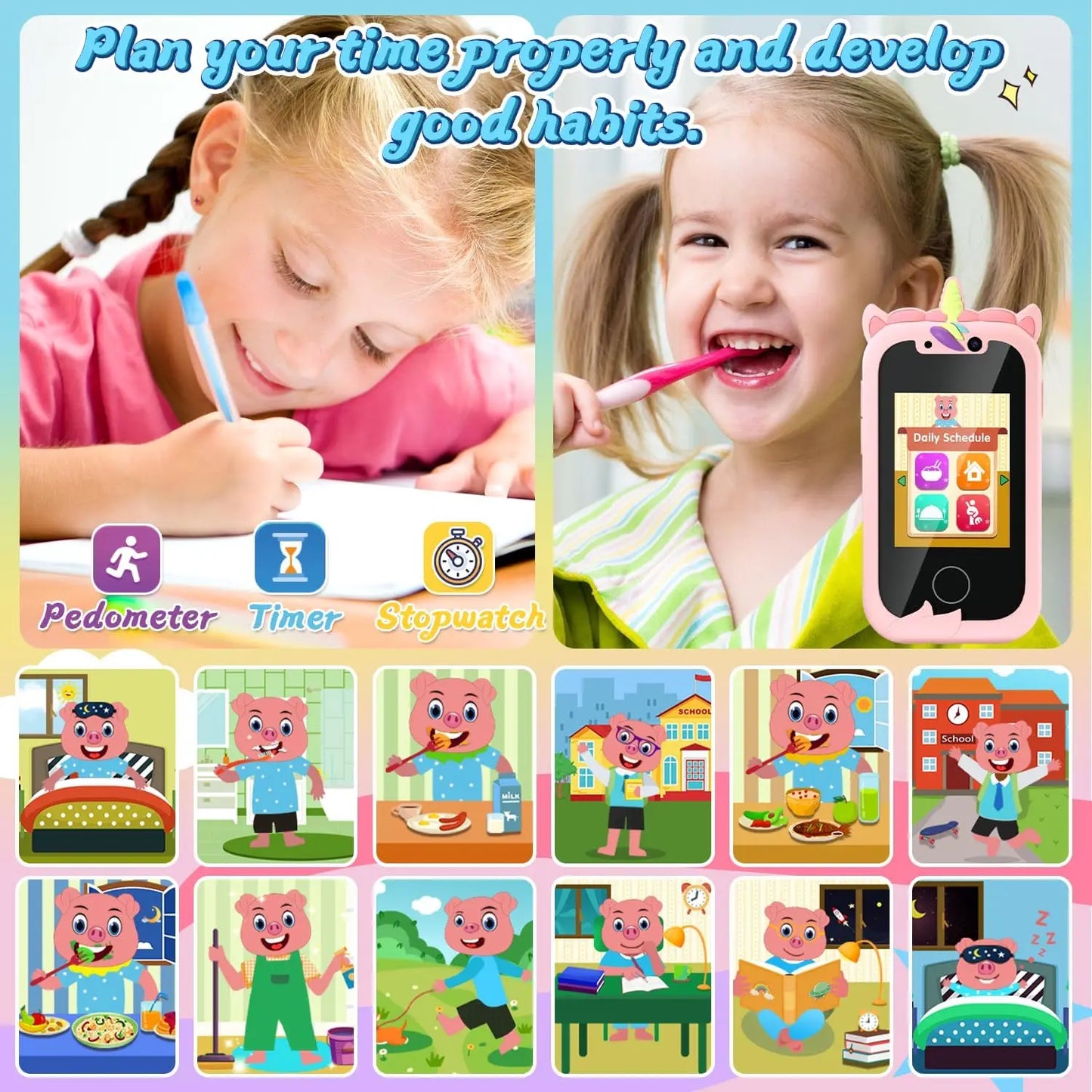 Kids Smart Phone Camera Toy with Touchscreen & Learning Features for Boys & Girls (3-12 Years) – Fun MP3 Player, Selfies, Games & Educational Gifts 🎁📱