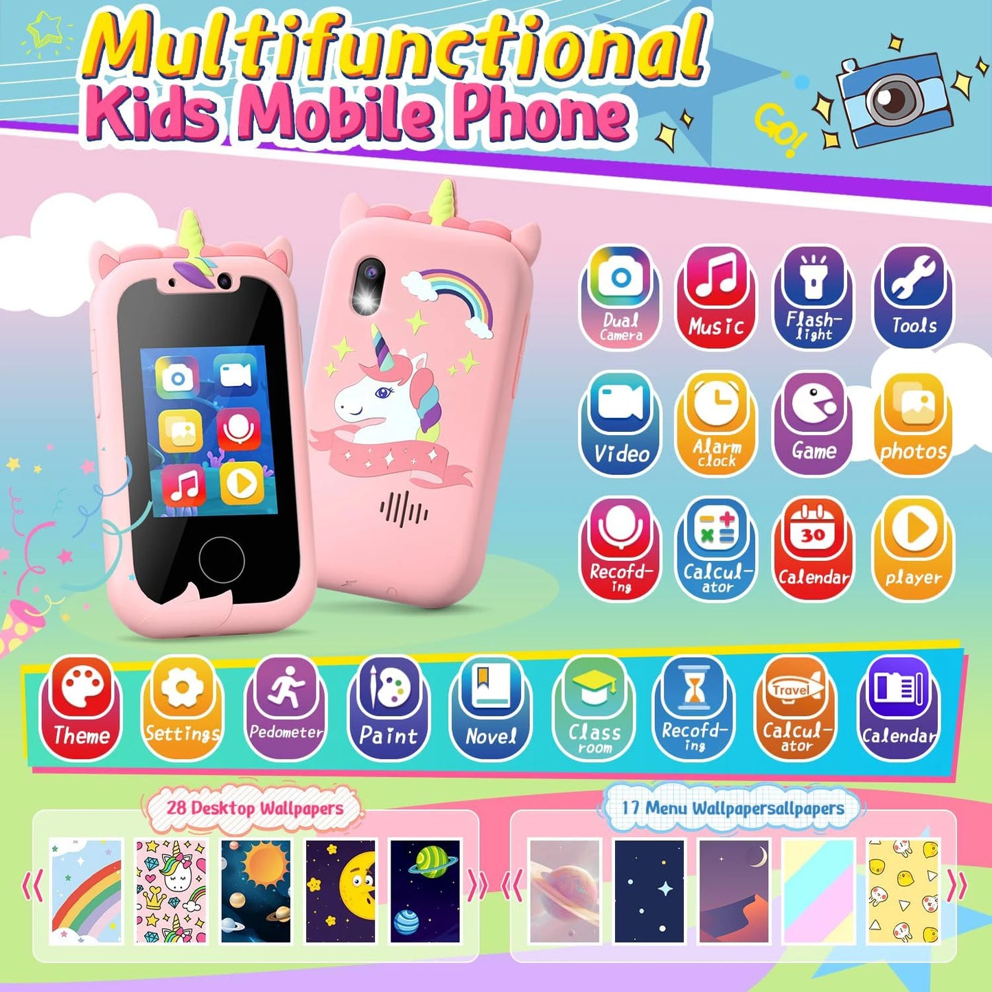 Kids Smart Phone Camera Toy with Touchscreen & Learning Features for Boys & Girls (3-12 Years) – Fun MP3 Player, Selfies, Games & Educational Gifts 🎁📱