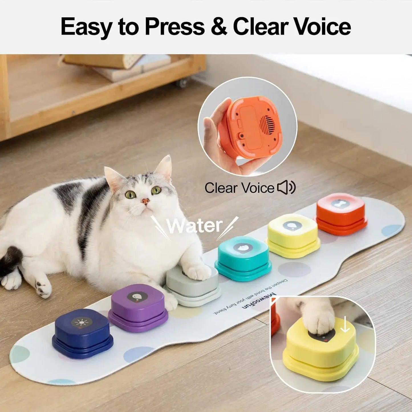 Mewoofun Voice Recording Dog Buttons - Pet Training Buzzer with Non-Slip Mat for Communication & Fun Interaction 🎙️🐾