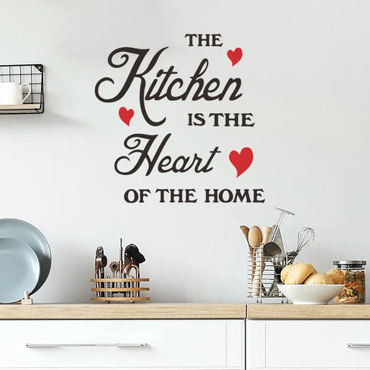 1PCS "The Kitchen Is The Heart of The Home" English Wall Sticker – Inspirational Home Decor for Living Room, Kitchen & More ❤️🏡