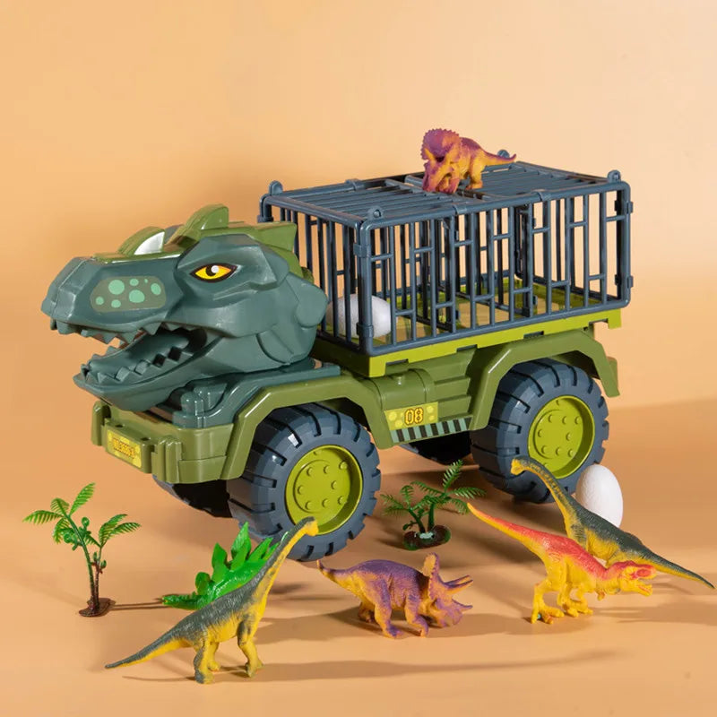 Dinosaur Truck Transport Carrier Toy for Boys – Tyrannosaurus Rex Truck Game with Dino Models & Eggs – Educational Gift for Kids 3+ 🦖🚚