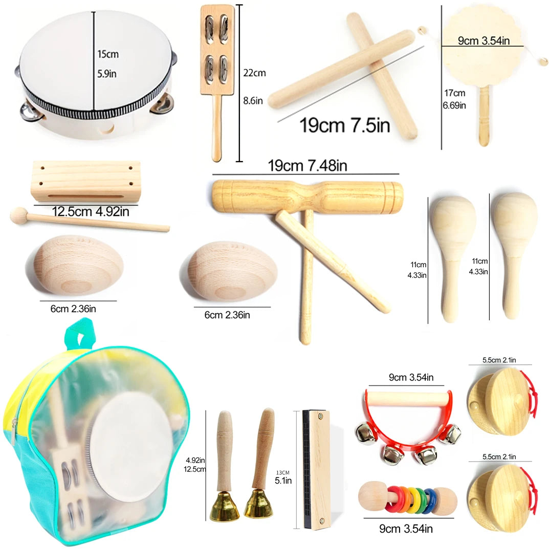 Wooden Baby Percussion Instrument Set for Kids - Creative Music Handbells & Learning Toys for 3-12 Years Old | Montessori Development Gift 🎶