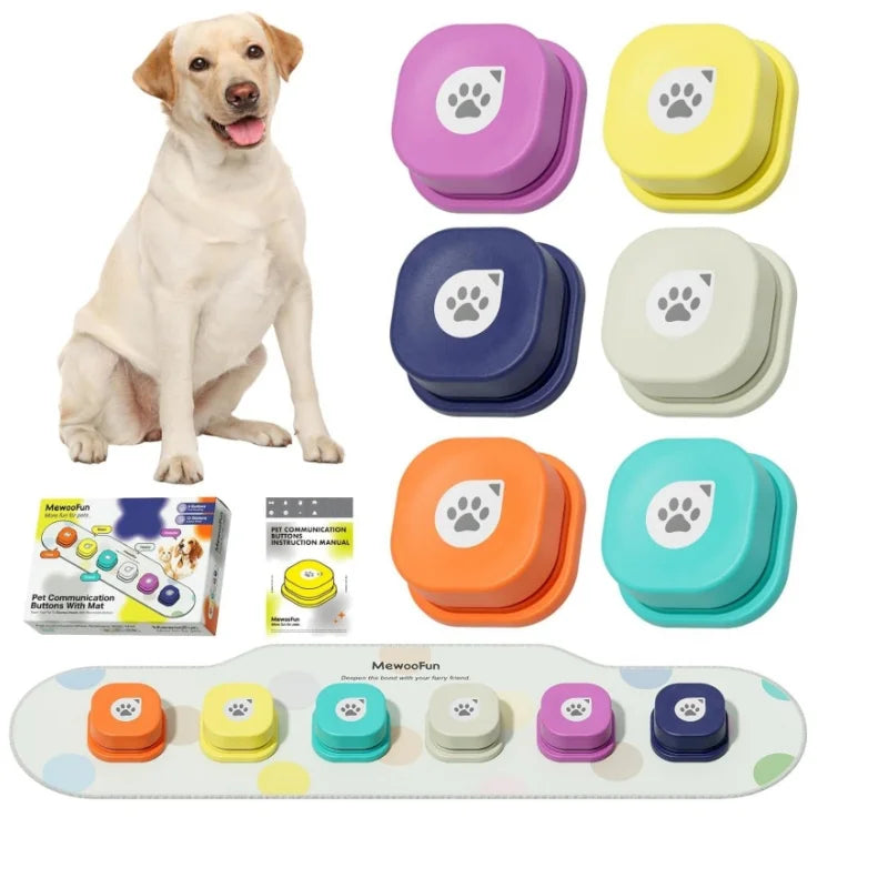 Mewoofun Voice Recording Dog Buttons - Pet Training Buzzer with Non-Slip Mat for Communication & Fun Interaction 🎙️🐾