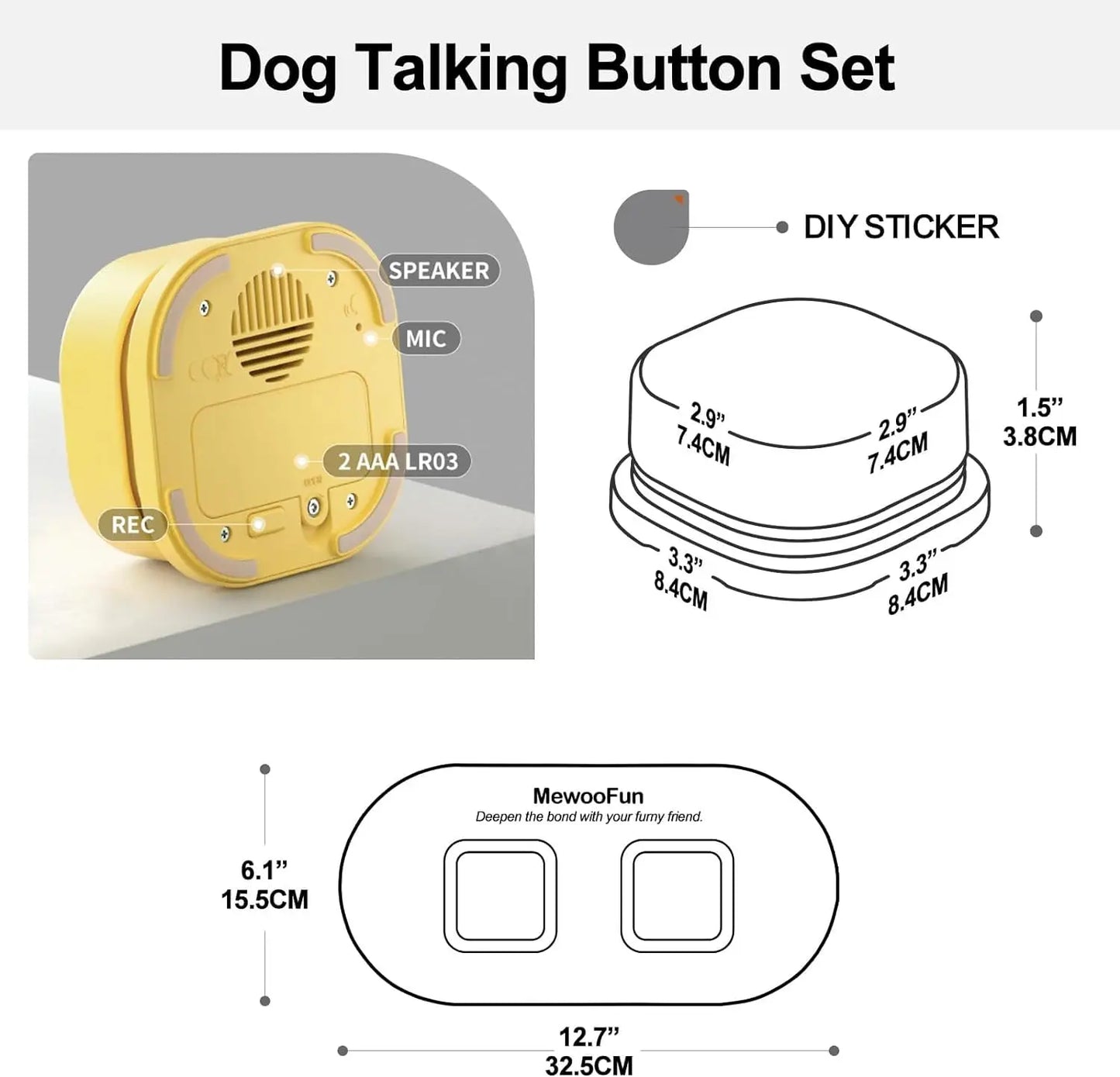 Mewoofun Voice Recording Dog Buttons - Pet Training Buzzer with Non-Slip Mat for Communication & Fun Interaction 🎙️🐾