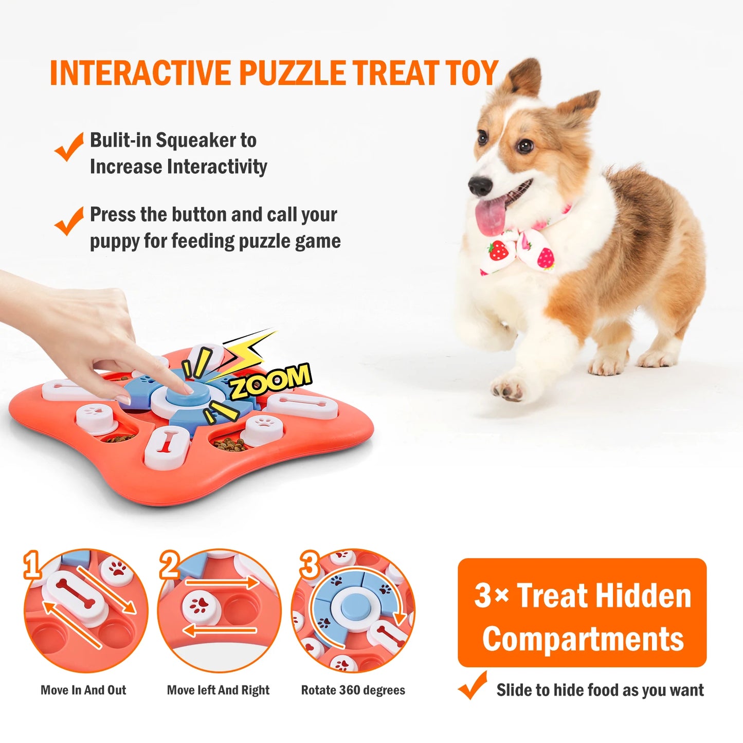 Interactive Dog Puzzle Toys - IQ Training Treat Dispenser for Mental Enrichment | Fun for Large, Medium, and Small Dogs 🐶🧩